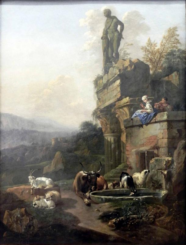 Johann Heinrich Roos Landschaft mit Tempelruine in Abendstimmung China oil painting art